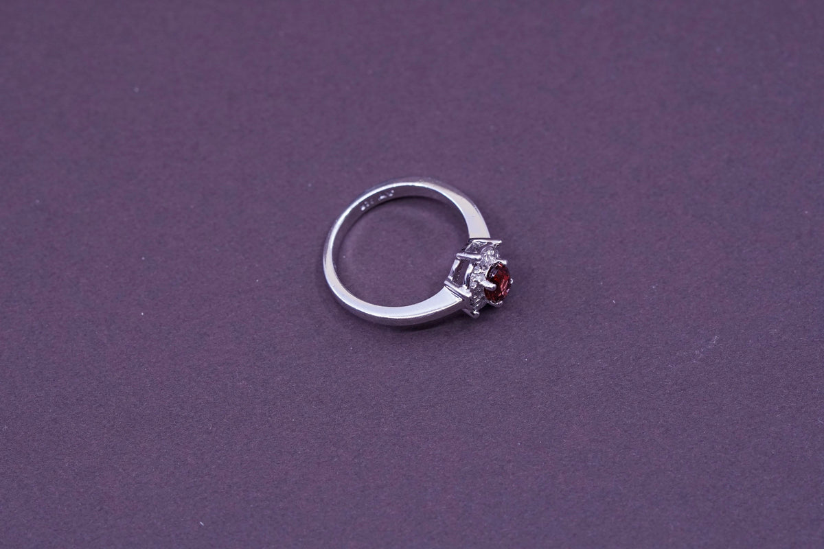 Size 6, vintage Sterling 925 silver ring with oval shaped ruby