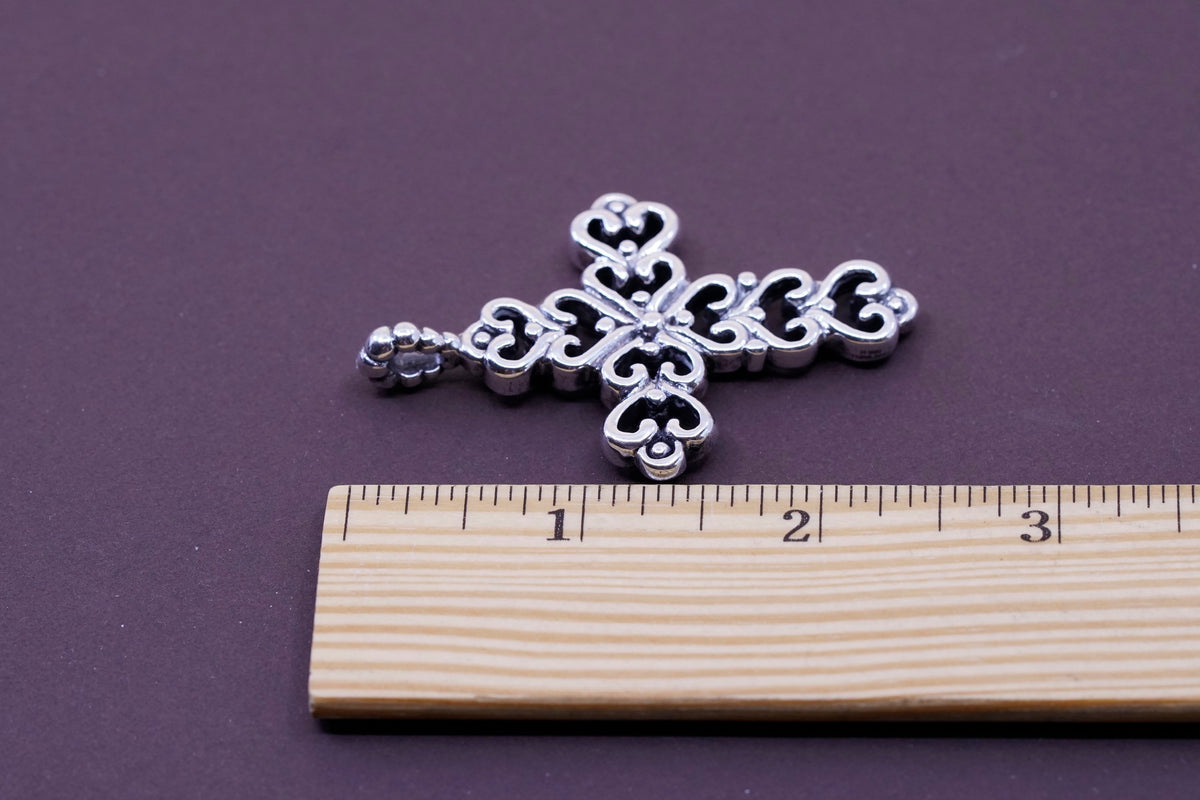 Vintage Sterling silver handmade pendant, Thailand 925 filigree cross
