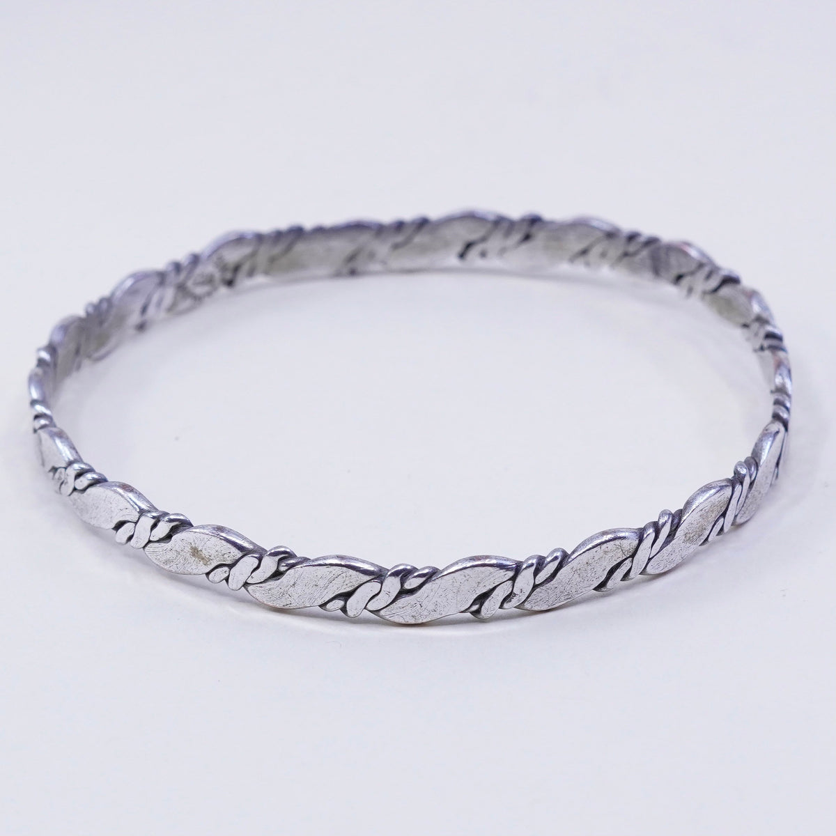 8.25”, Vintage sterling silver handmade bracelet, 925 cable bangle