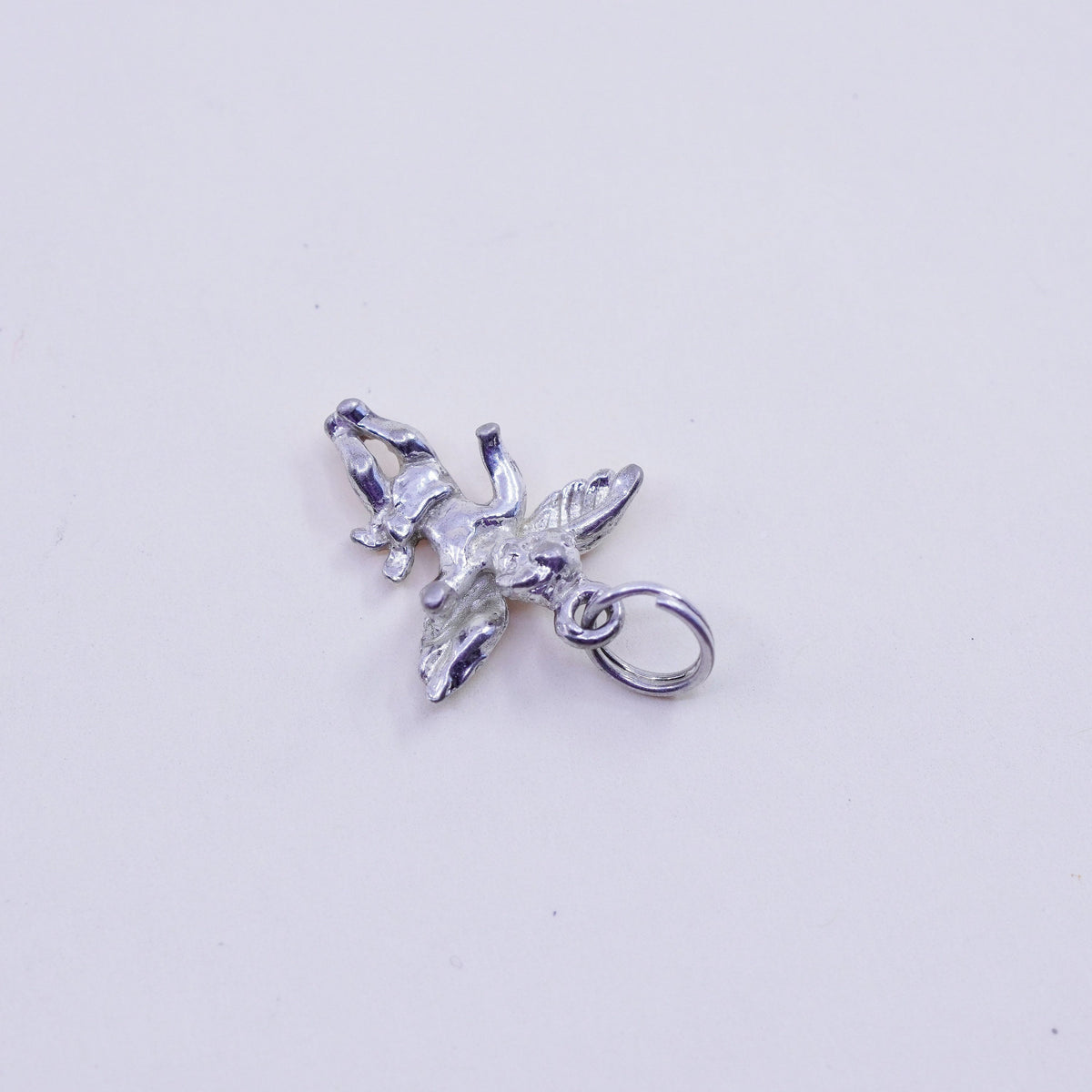 Vintage sterling silver handmade pendant, 925 angel charm