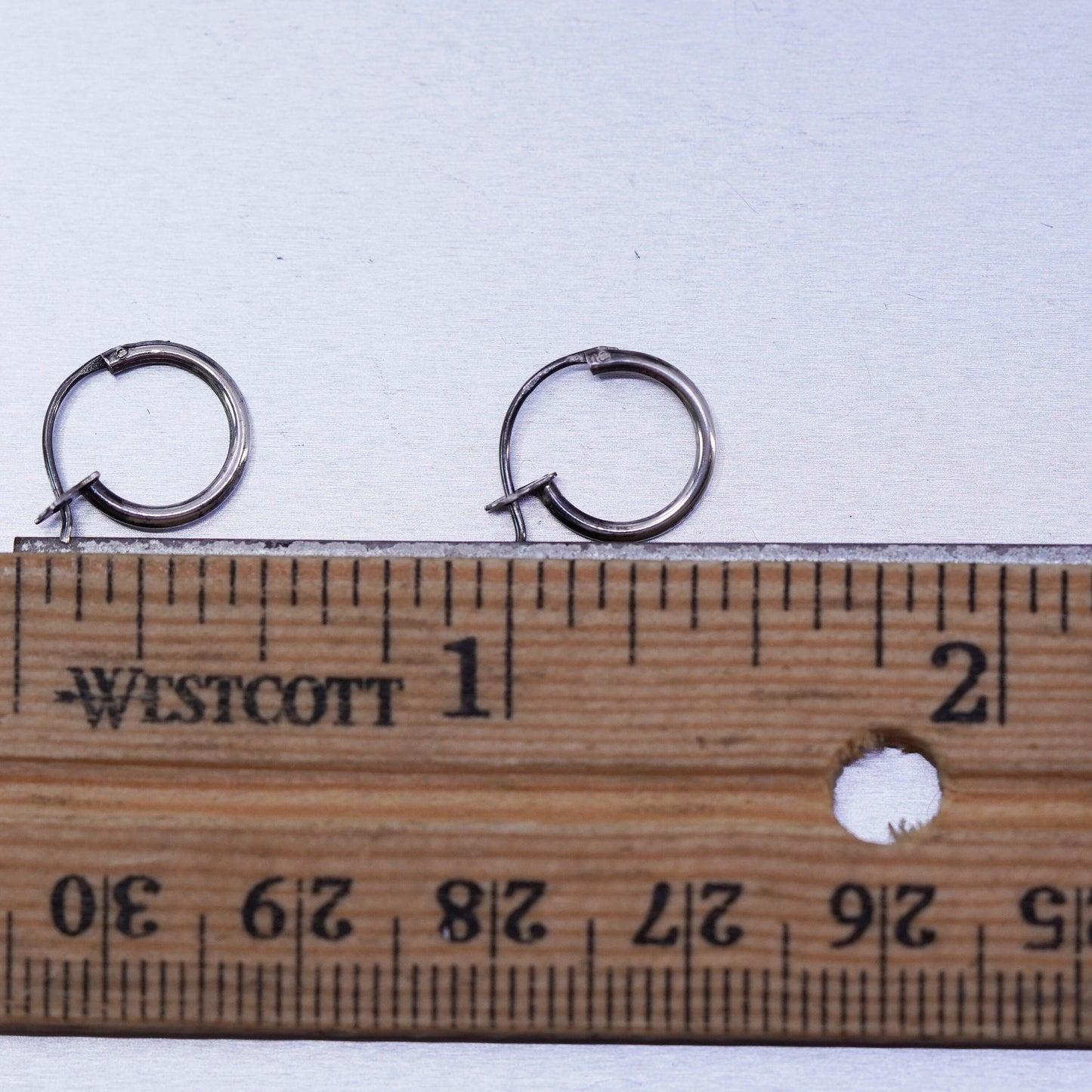 10mm, vintage Sterling silver handmade earrings, 925 hoops