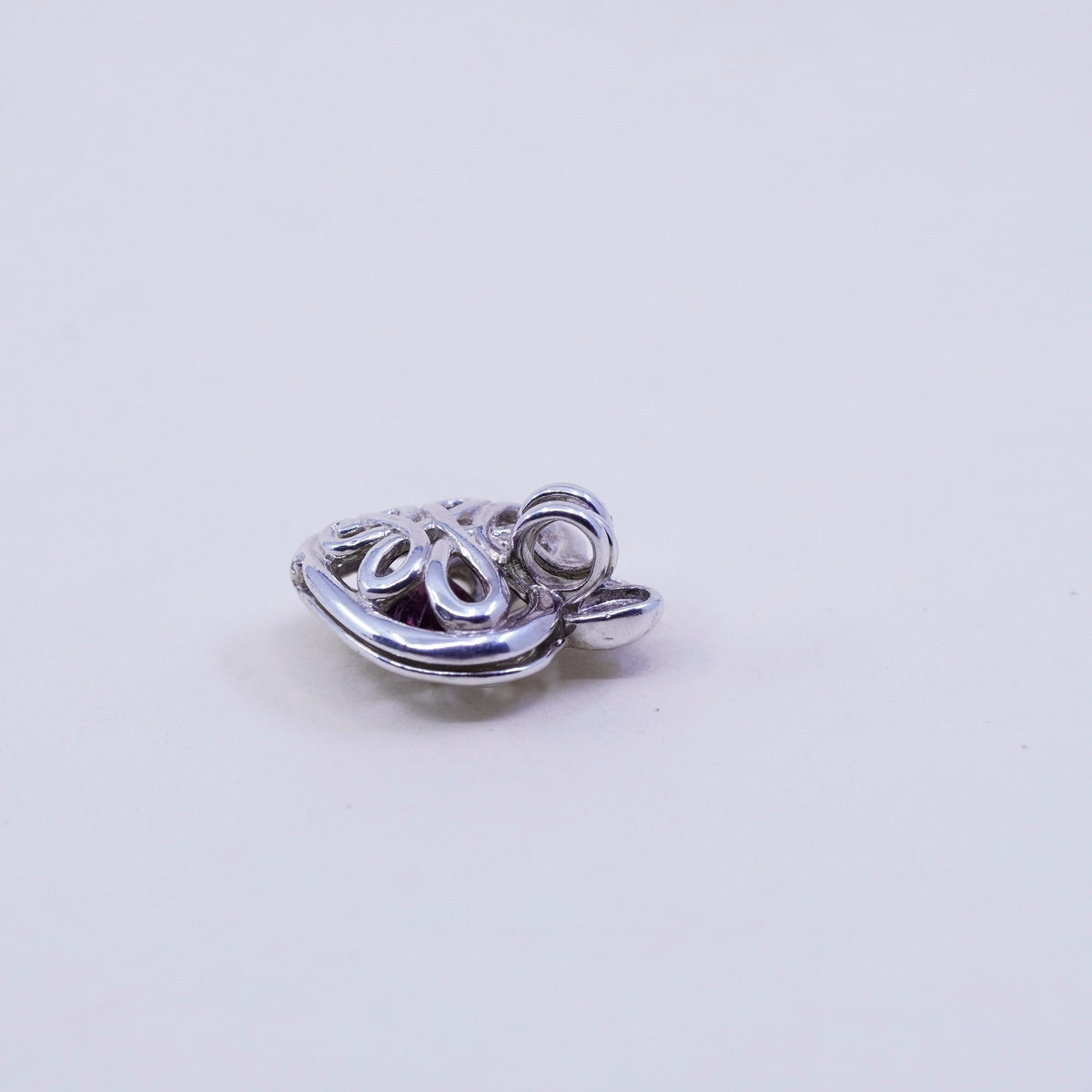 Vintage sterling silver heart filigree charm pendant, 925 prayer locket