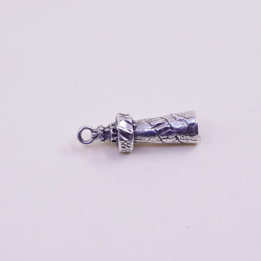 Vintage sterling silver charm, 925 lighthouse pendant
