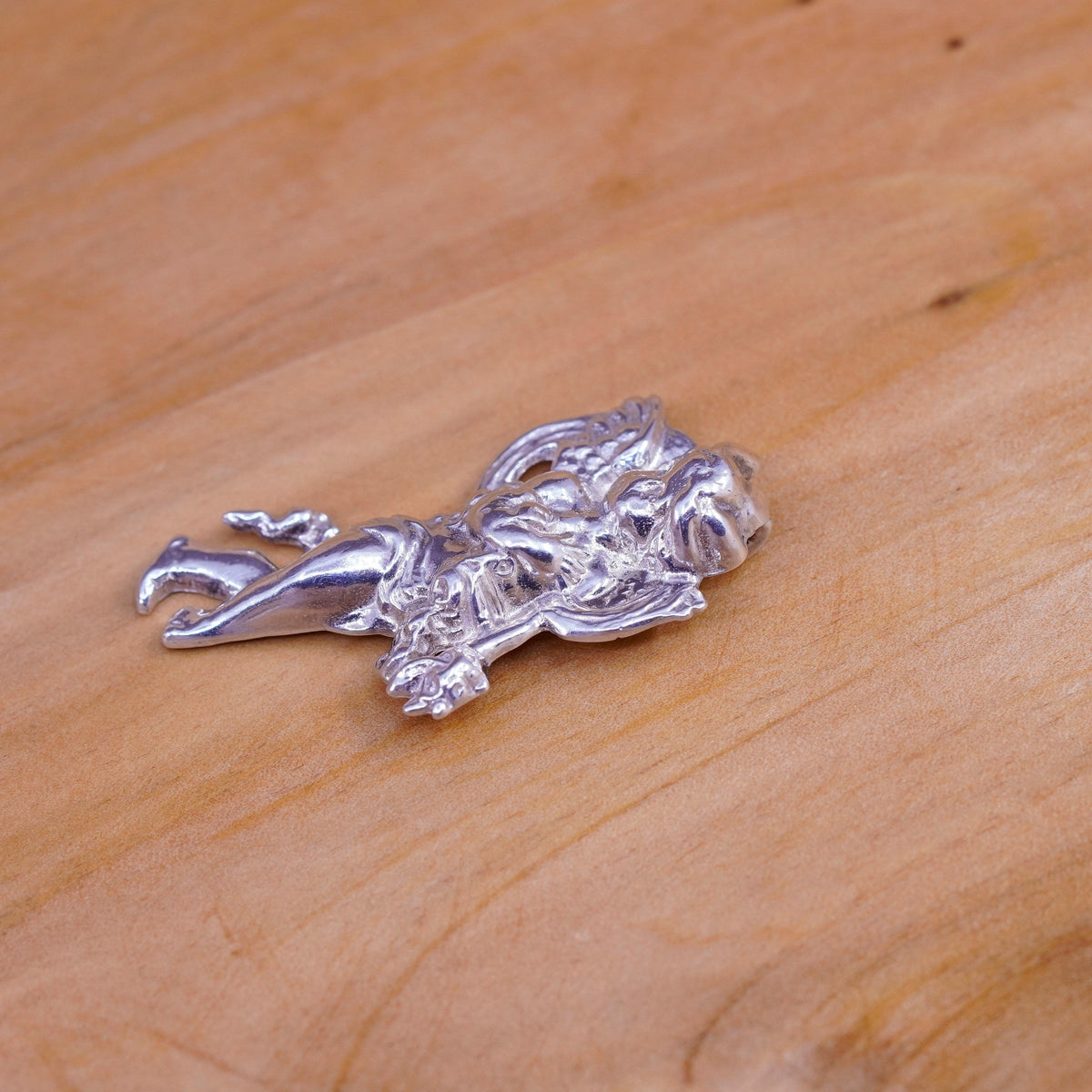Vintage Sterling silver handmade pendant, Italy 925 angel charm