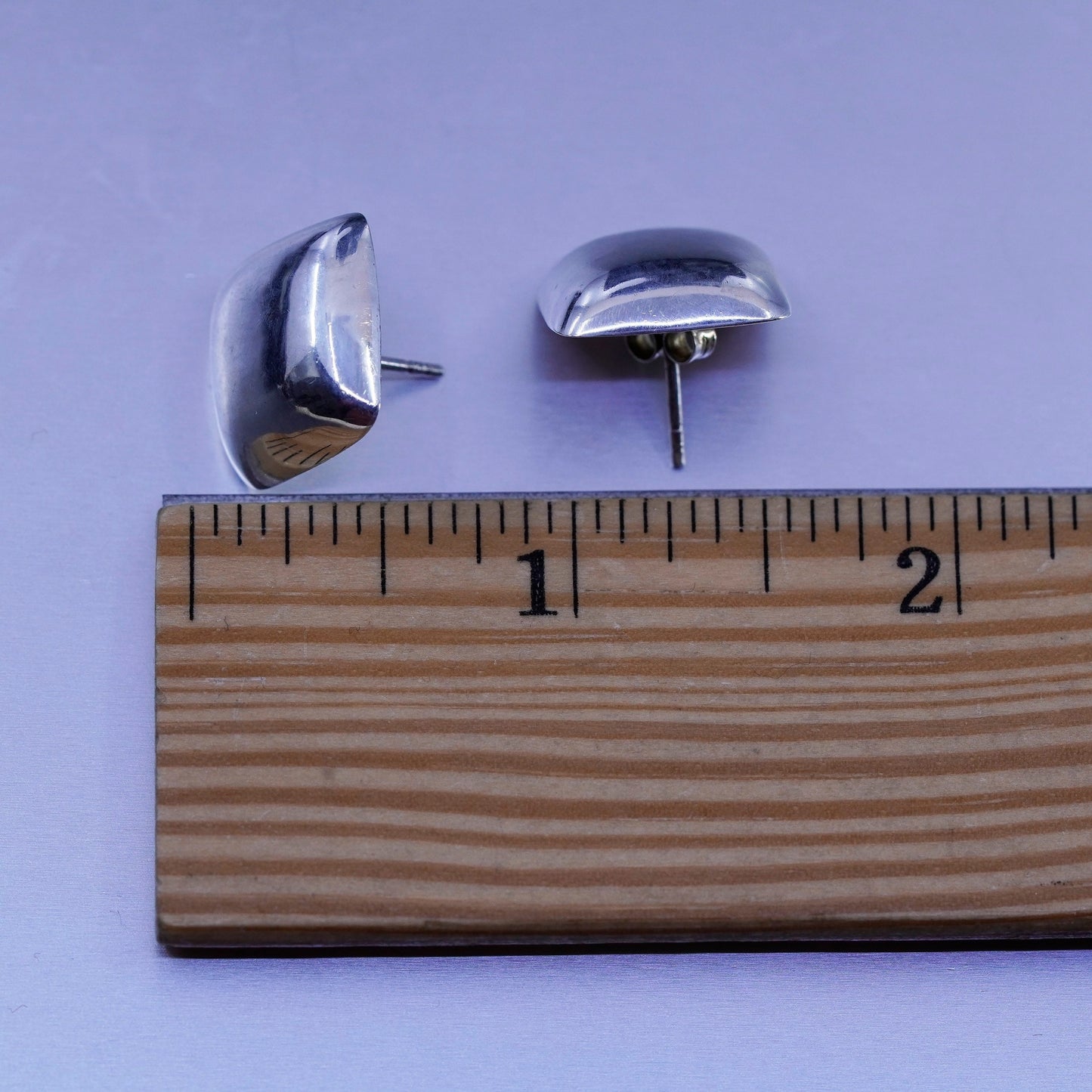 Vintage Sterling 925 silver handmade earrings, square studs