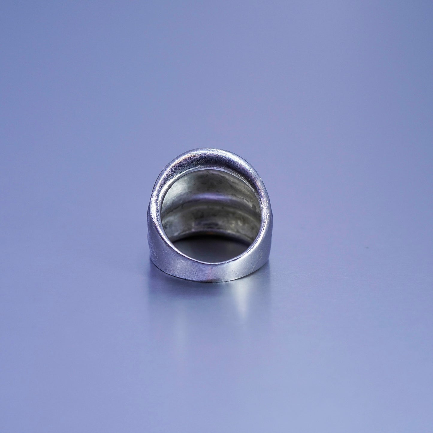 Size 7, vintage Sterling 925 silver handmade ring, modern ribbed band