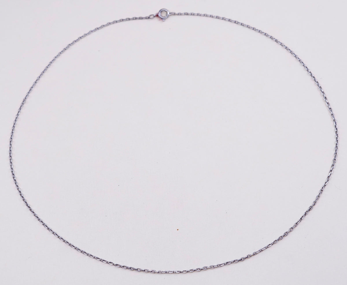 18”, 1mm, Vintage sterling silver circle chain, Italy 925 necklace