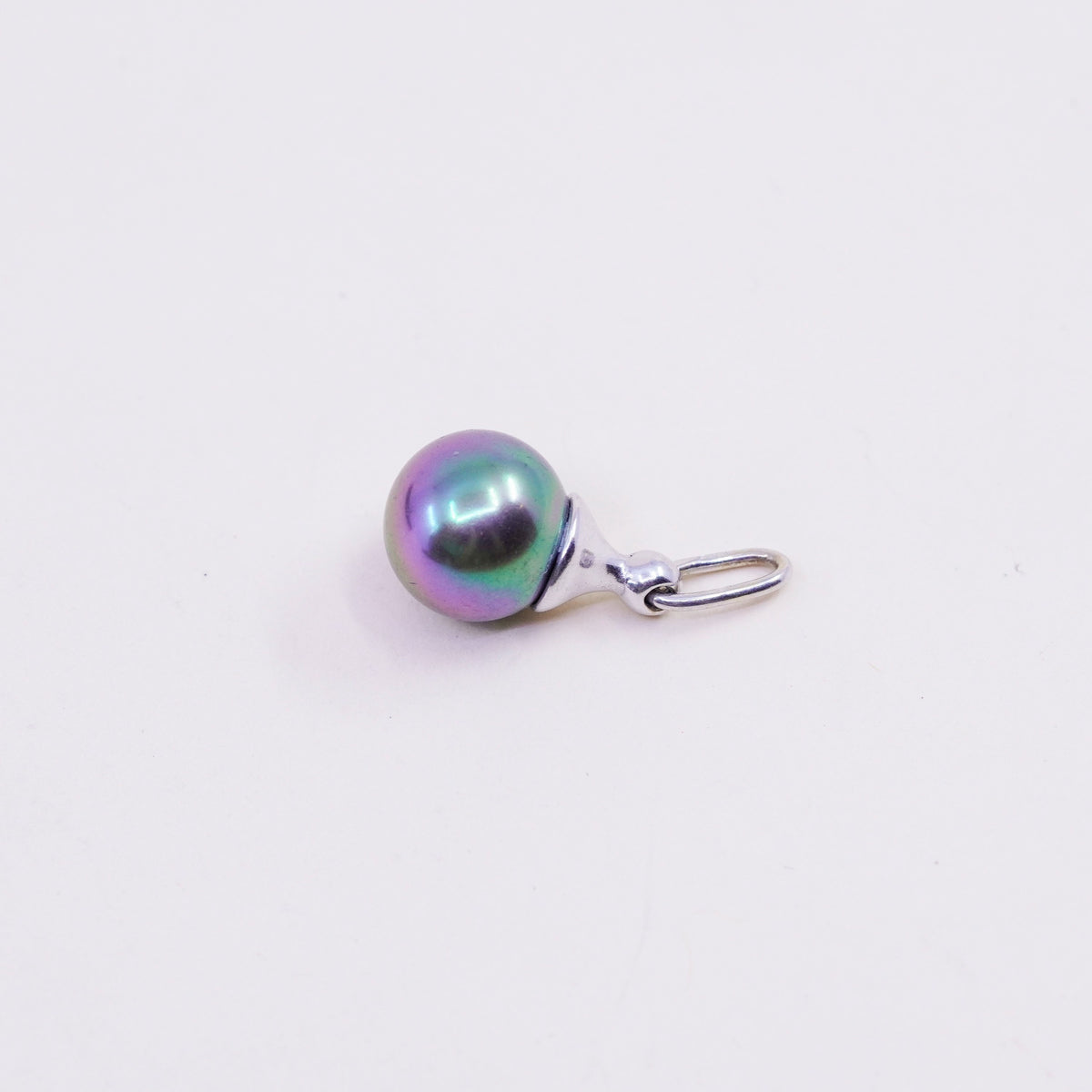 Vintage Sterling 925 silver handmade pendant with Tahiti black pearl