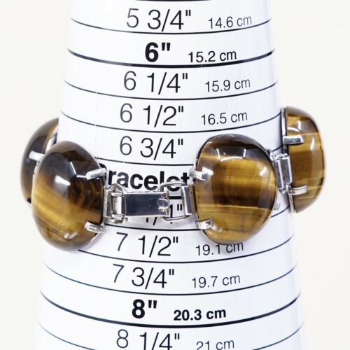 7.25”, Vintage MML Sterling 925 Silver Handmade Bracelet Golden Tiger’s Eye