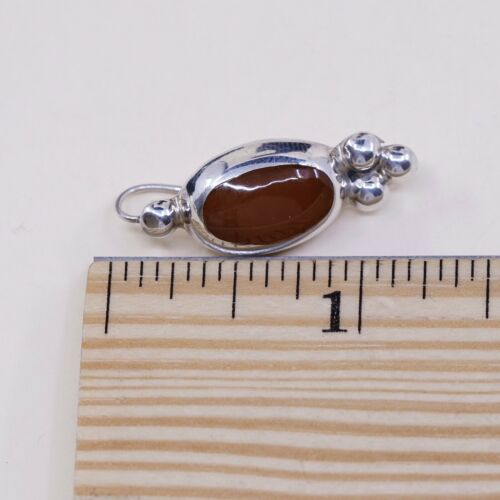 Amazing Mexico handmade Sterling Silver earrings, 925 Beads W/ Carnelian Inlay