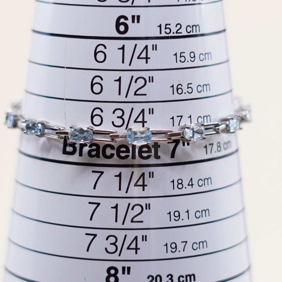 7", VTG Sterling silver fashionable tennis bracelet, 925 Link chain with topaz