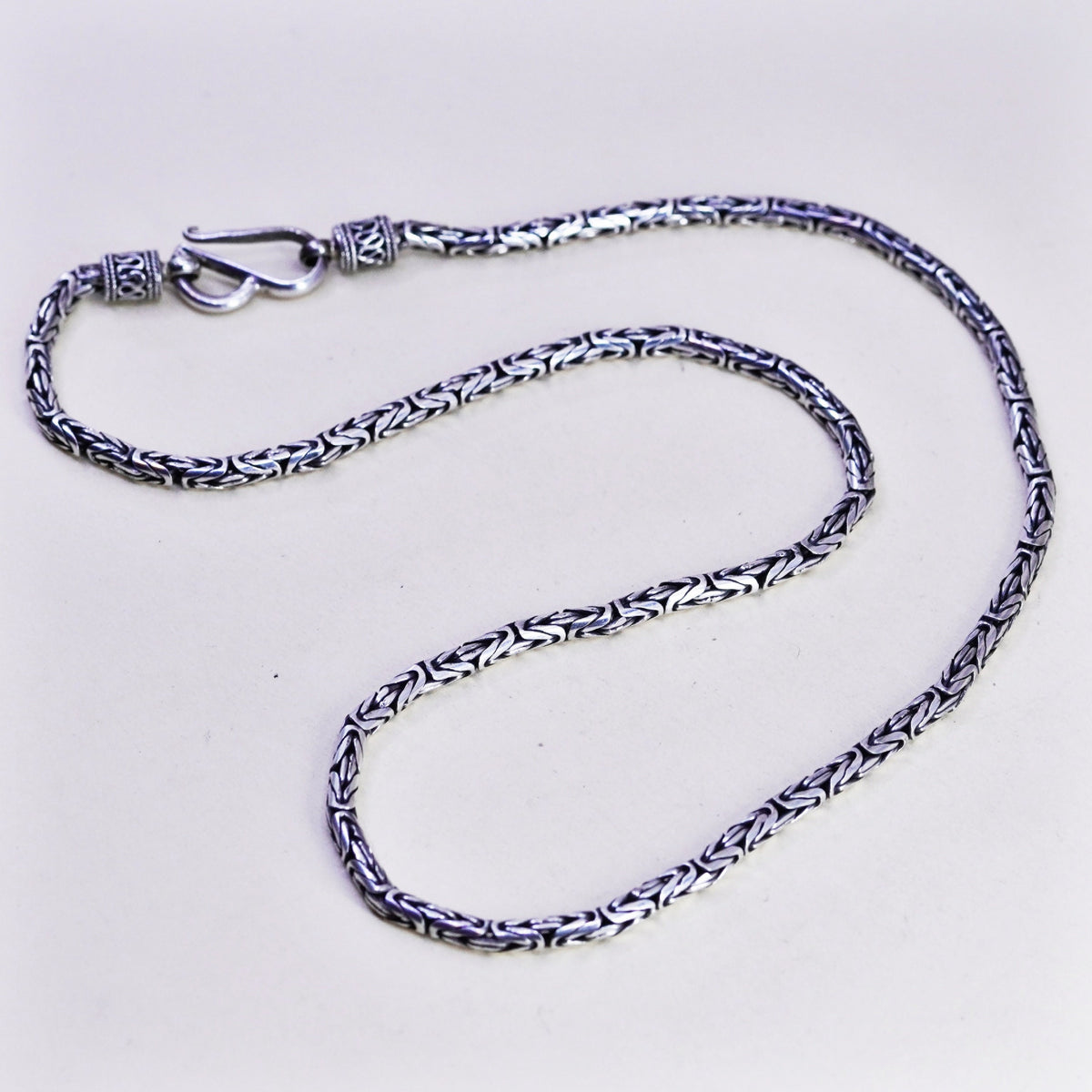 18”, BA Suarti sterling silver 925 handmade Bali birdcage Byzantine necklace