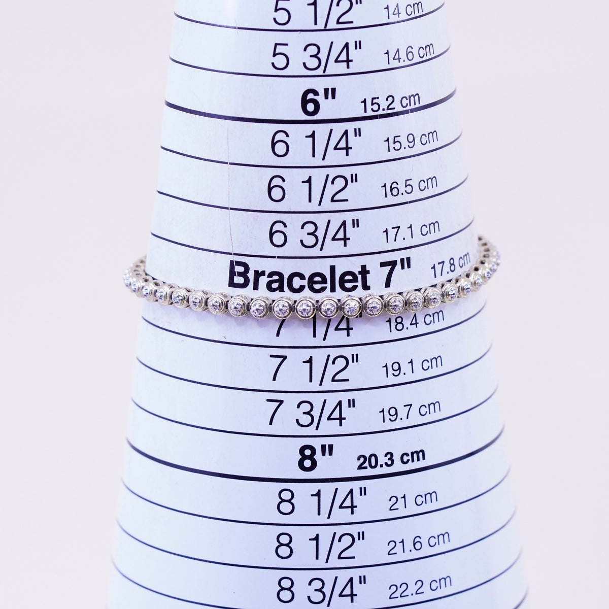 7.25”, vtg vermeil gold over sterling silver tennis bracelet, 925 chain diamond