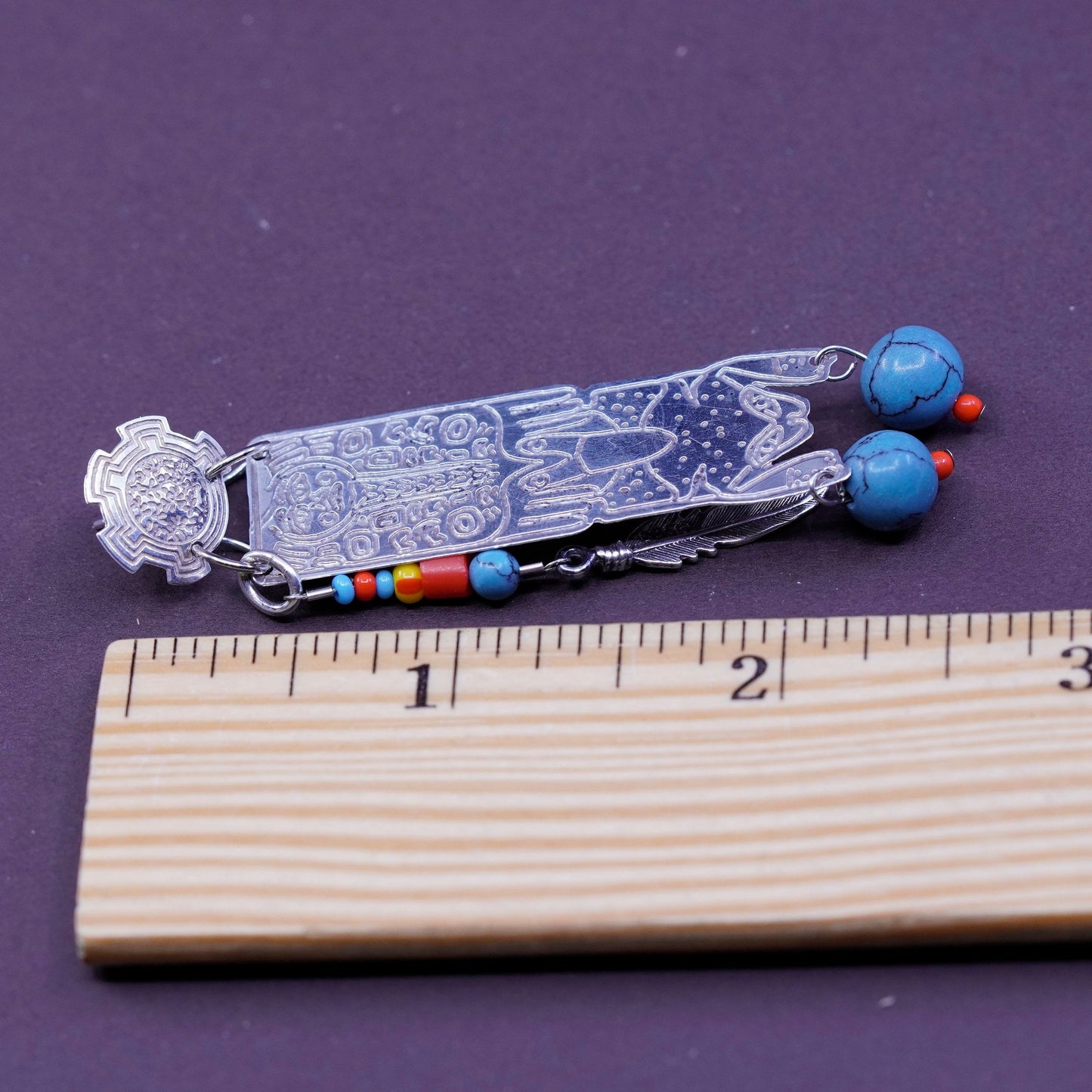 Sterling silver earrings, Native American Navajo RV 925 w/ turquoise beads