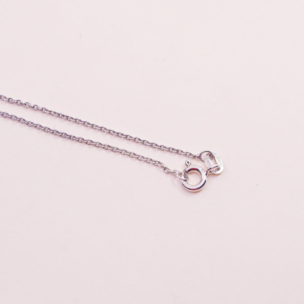 18”, sterling silver necklace, 925 circle chain runner run strong tag pendant