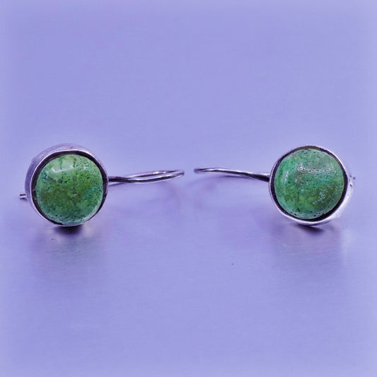 Vintage Sterling 925 silver handmade earrings with round turquoise