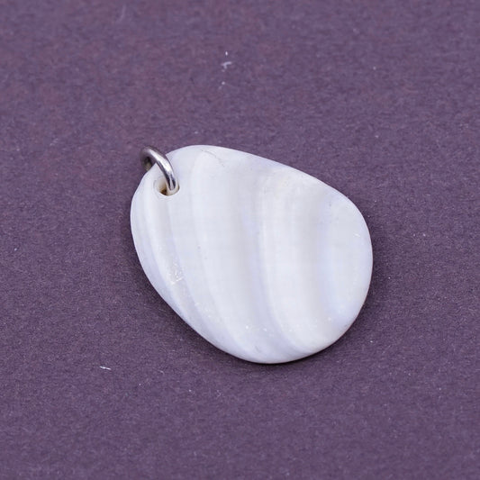 Vintage Sterling 925 silver handmade pendant charm with lace agate
