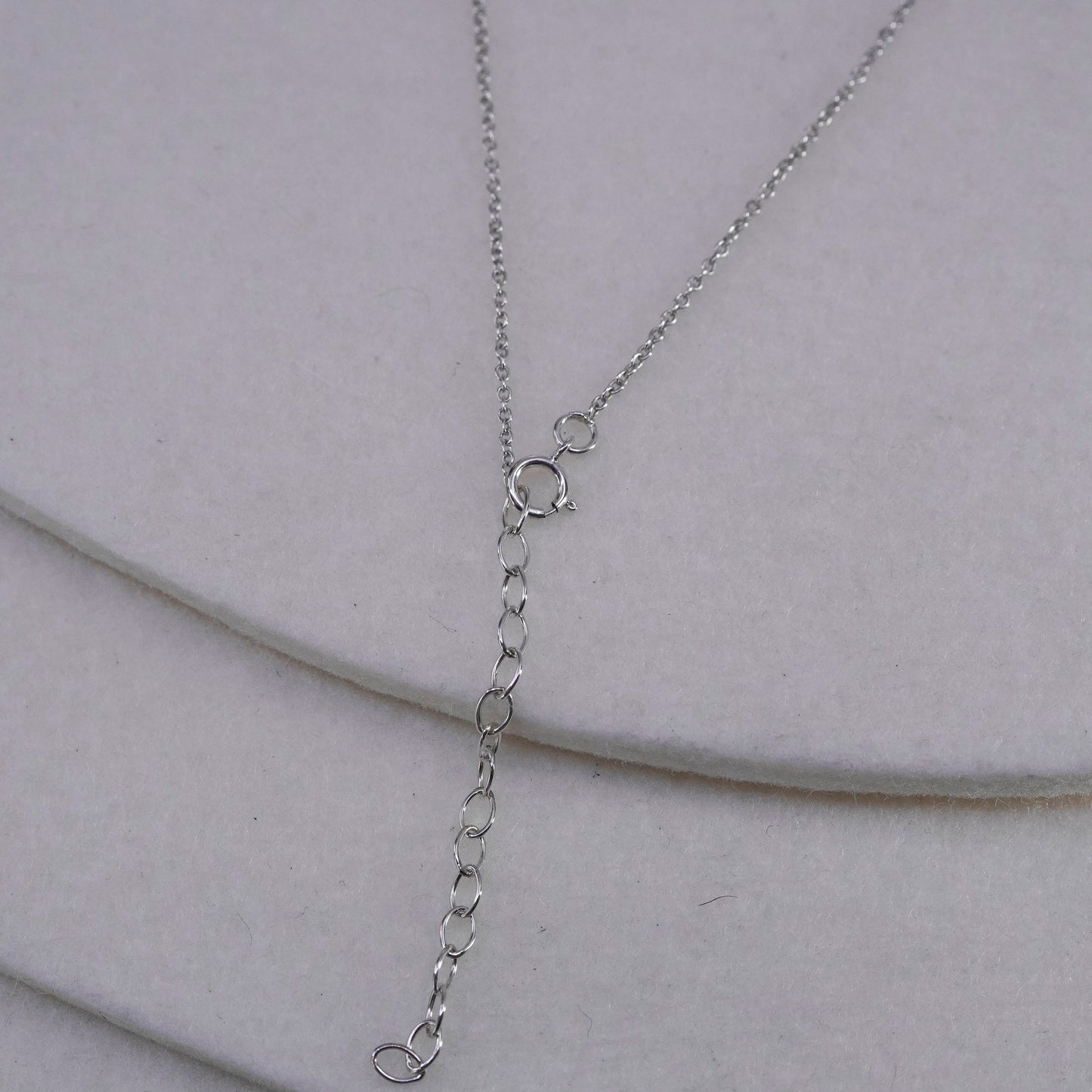 17+2”, Sterling 925 silver handmade circle chain necklace with leaf pendant