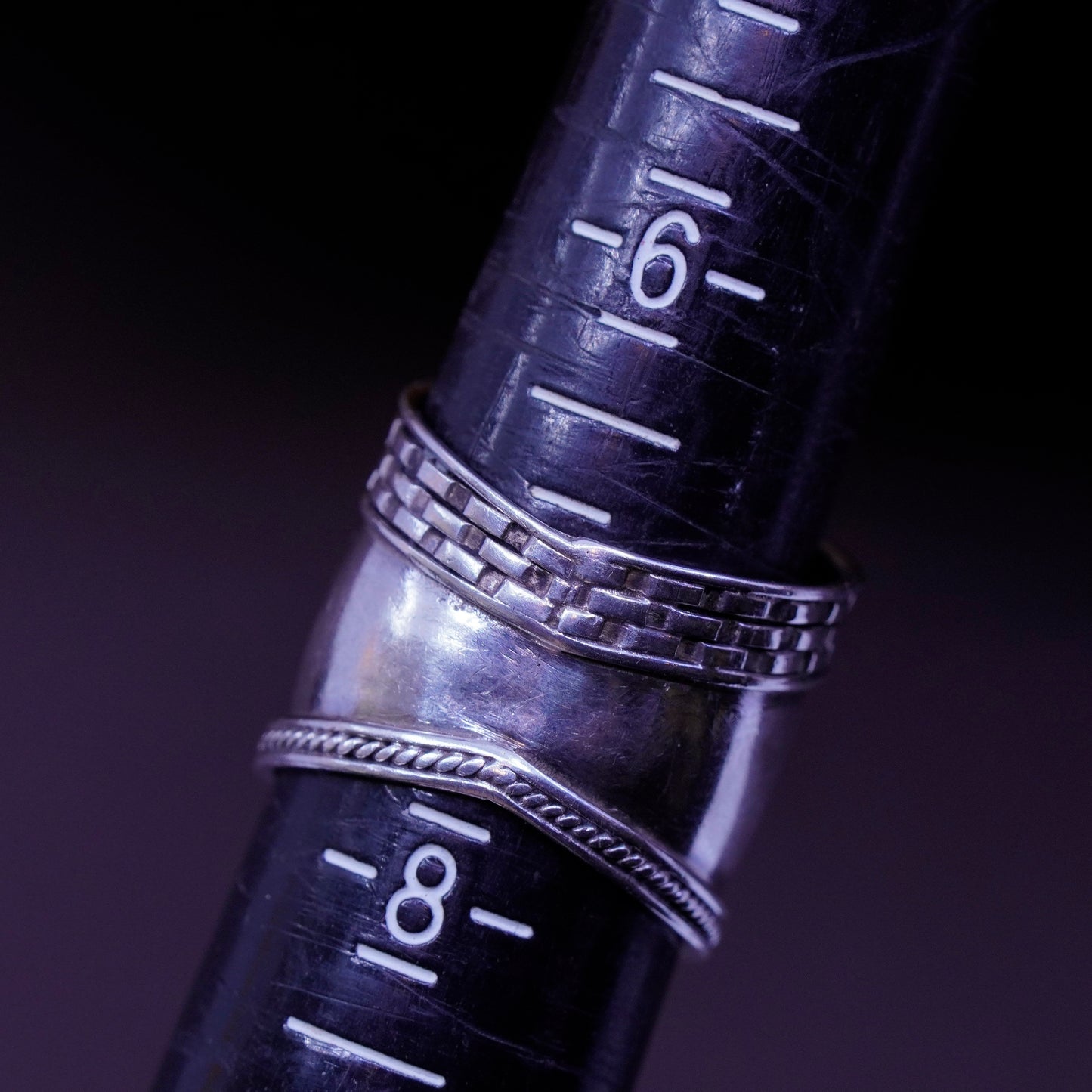 Size 6.5, vintage Sterling silver handmade ring, 925 wide band w/ textured edge
