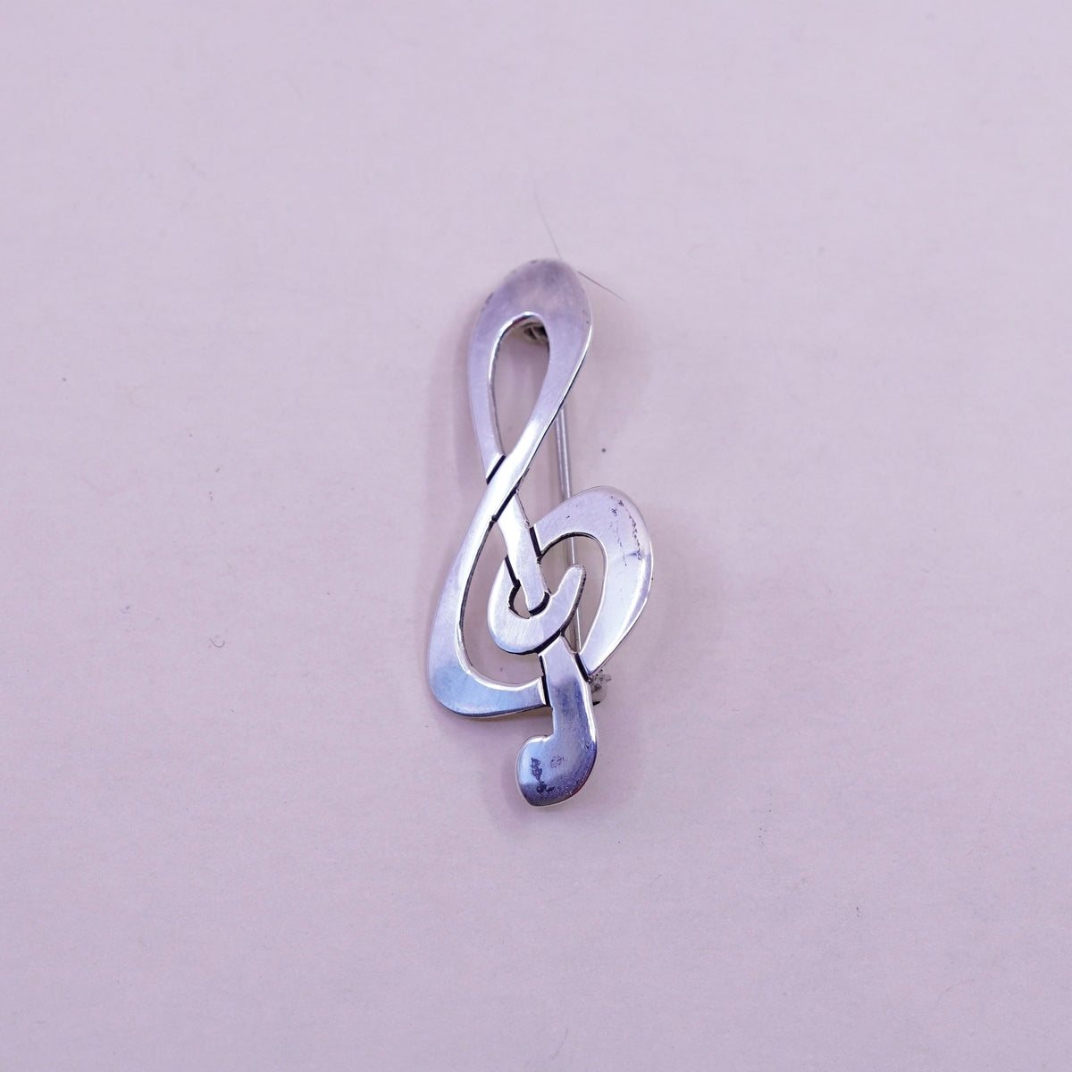 Vintage far fetched sterling silver handmade brooch, 925 music symbol