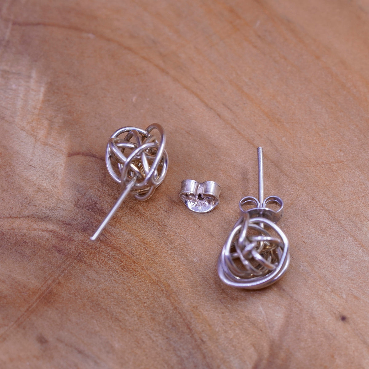 Vintage Sterling silver wired beads studs, 925 silver earrings