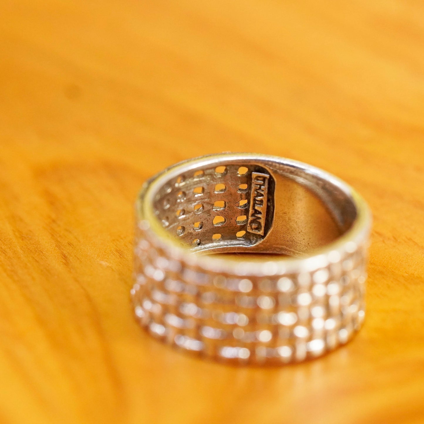size 8.75, vintage Sterling silver handmade ring, 925 textured band