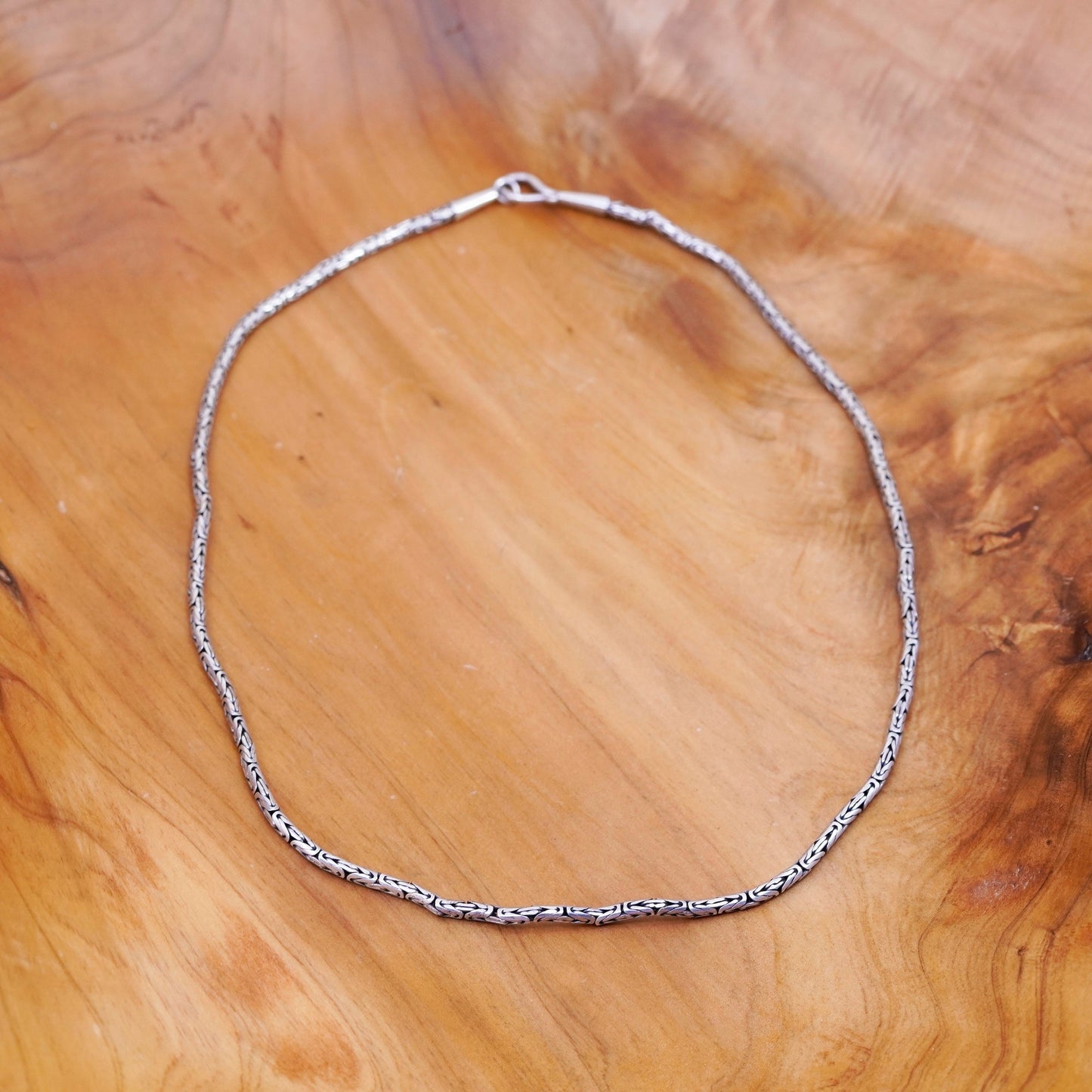 18”, 3mm, vintage Sterling silver Birdcage chain, 925 Byzantine men’s necklace
