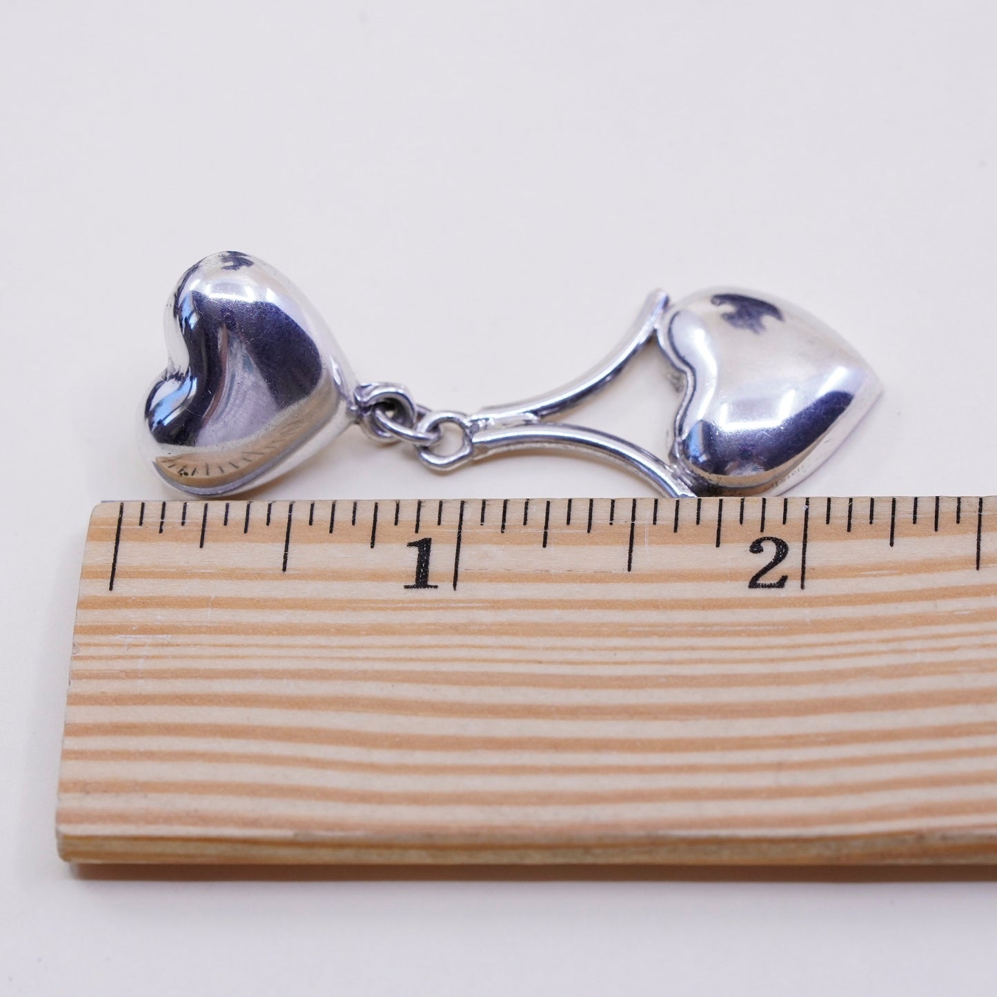 Vintage Sterling 925 silver handmade earrings with heart drops