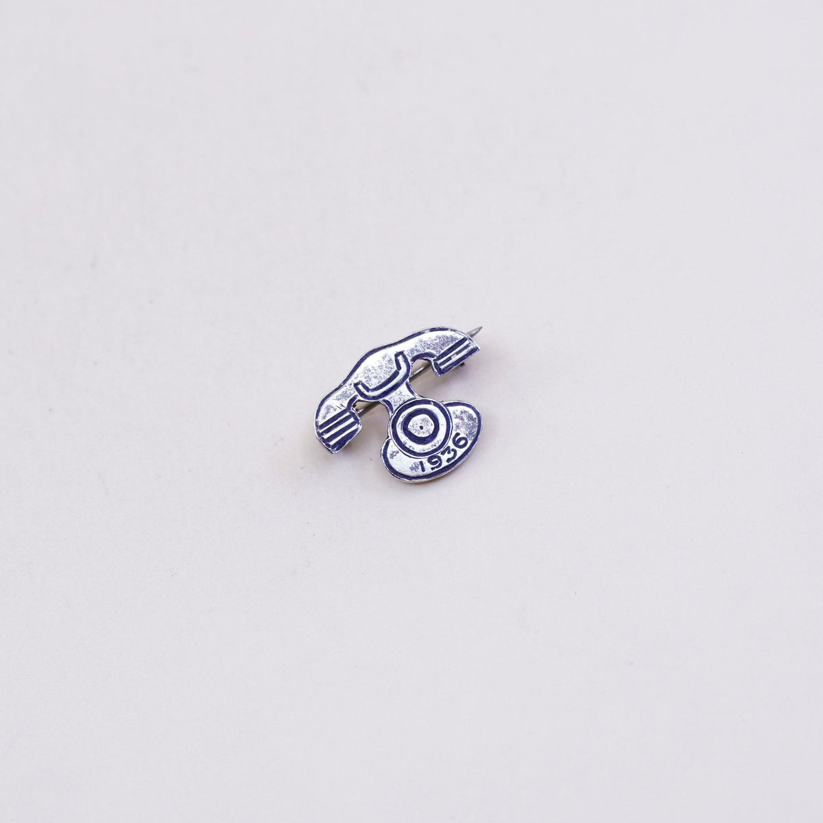 Vintage Sterling silver handmade brooch, 925 old fashion telephone pin