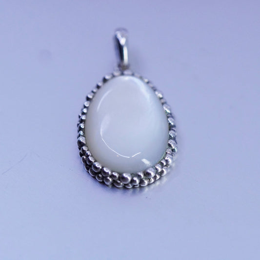 Vintage sterling 925 silver handmade pendant with teardrop white moonstone