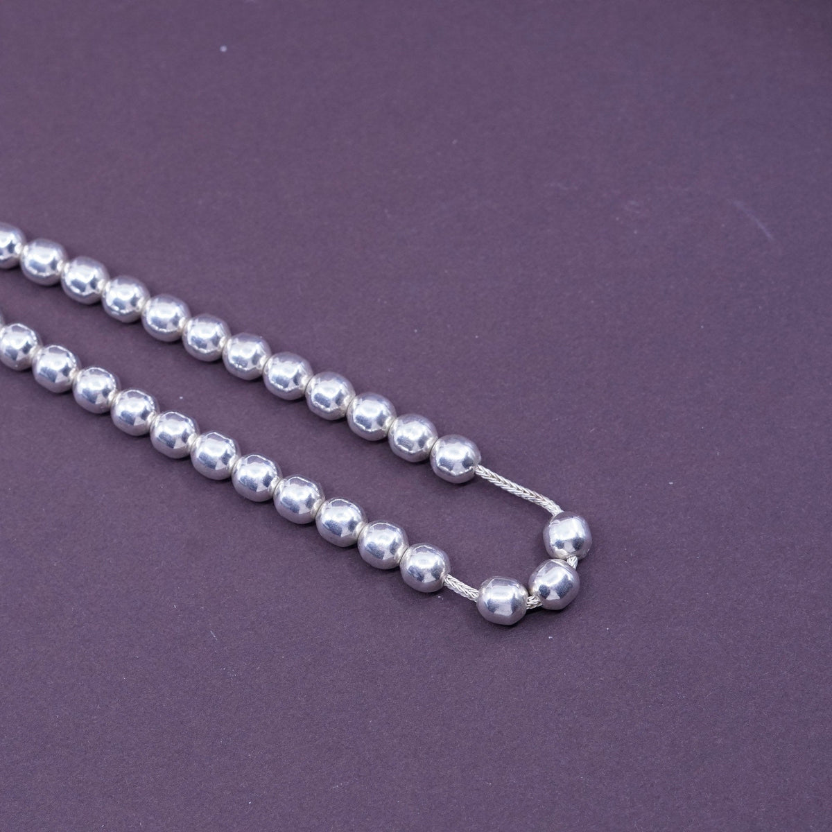 9”, 6mm, Sterling 925 silver handmade beads rosary prayer bracelet w/ fringe