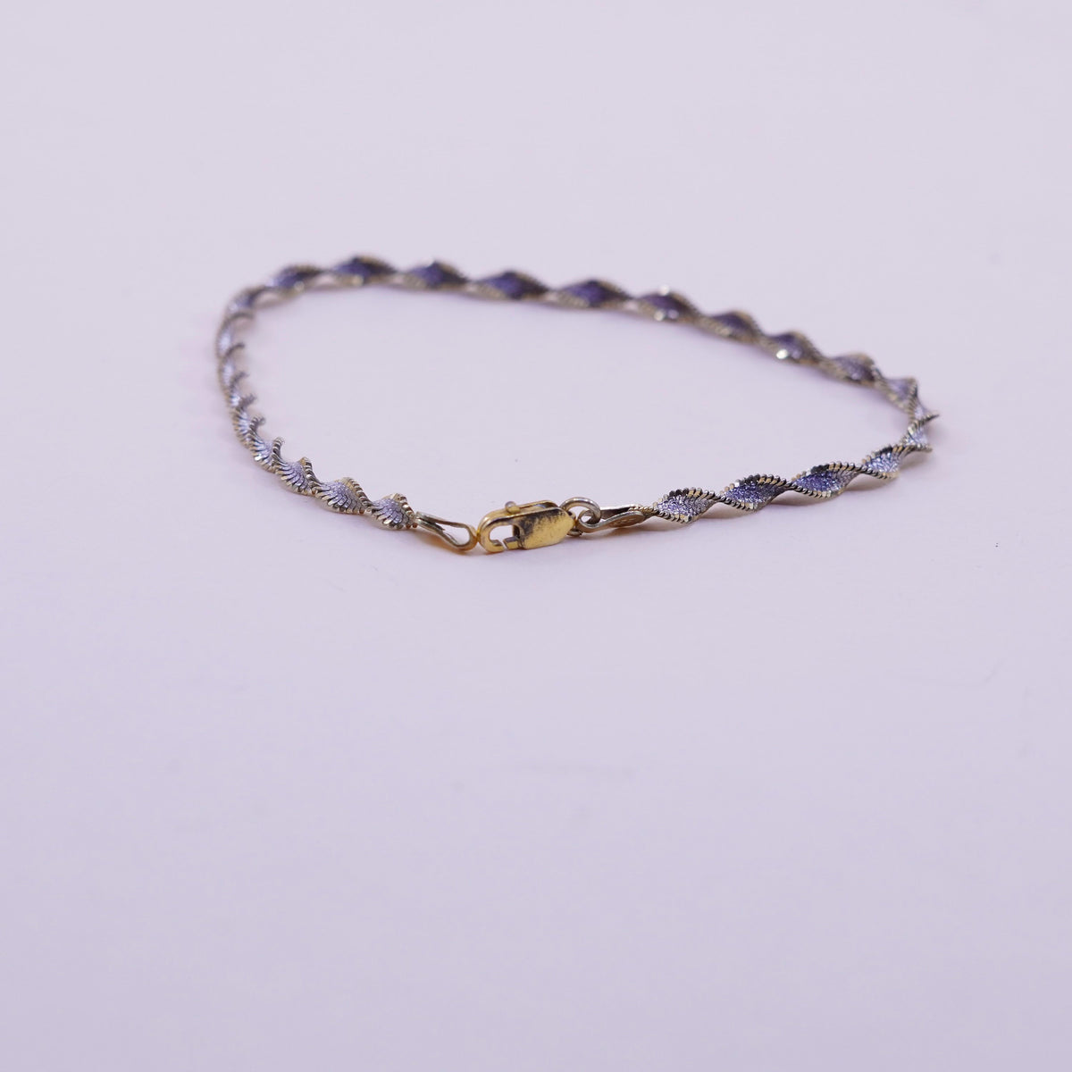 7.75”, vermeil gold sterling silver bracelet, 925 twisted herringbone chain