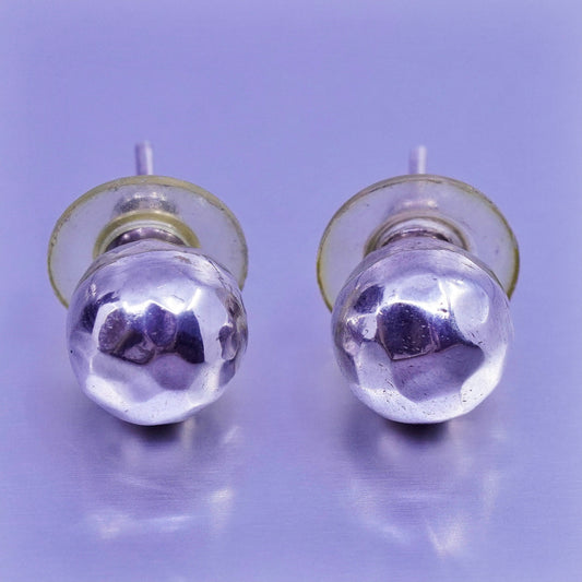 10mm, Vintage Sterling 925 silver handmade hammered earrings