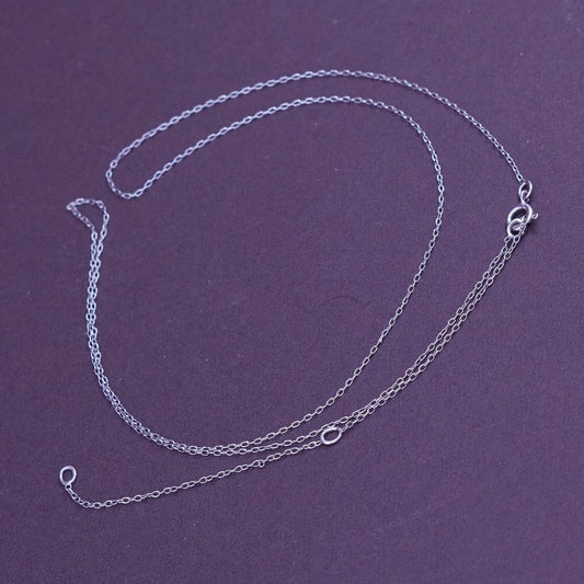 17+4”, 1mm, vintage Sterling silver necklace, 925 circle link chain