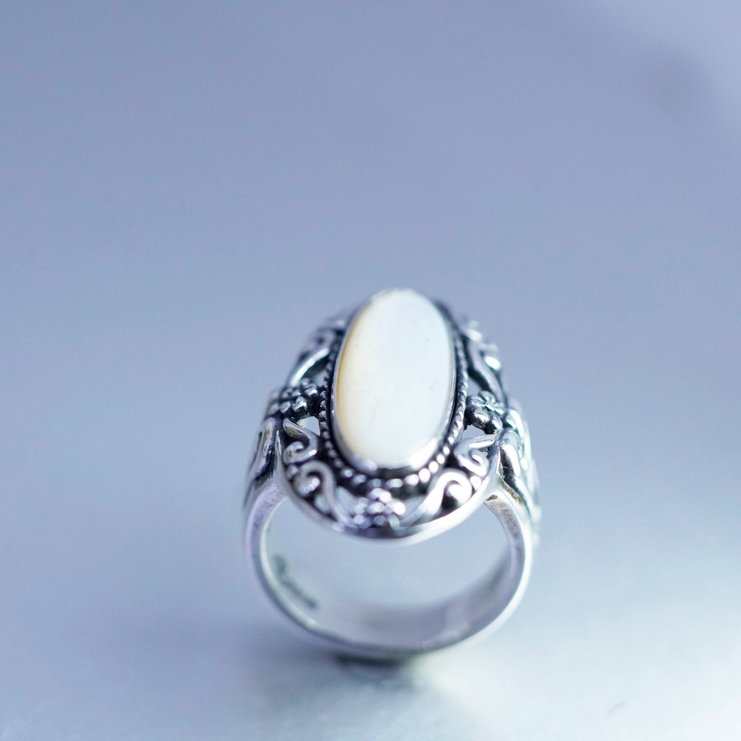 Size 7, CAROLYN POLLACK RELIOS Sterling 925 silver ring white moonstone