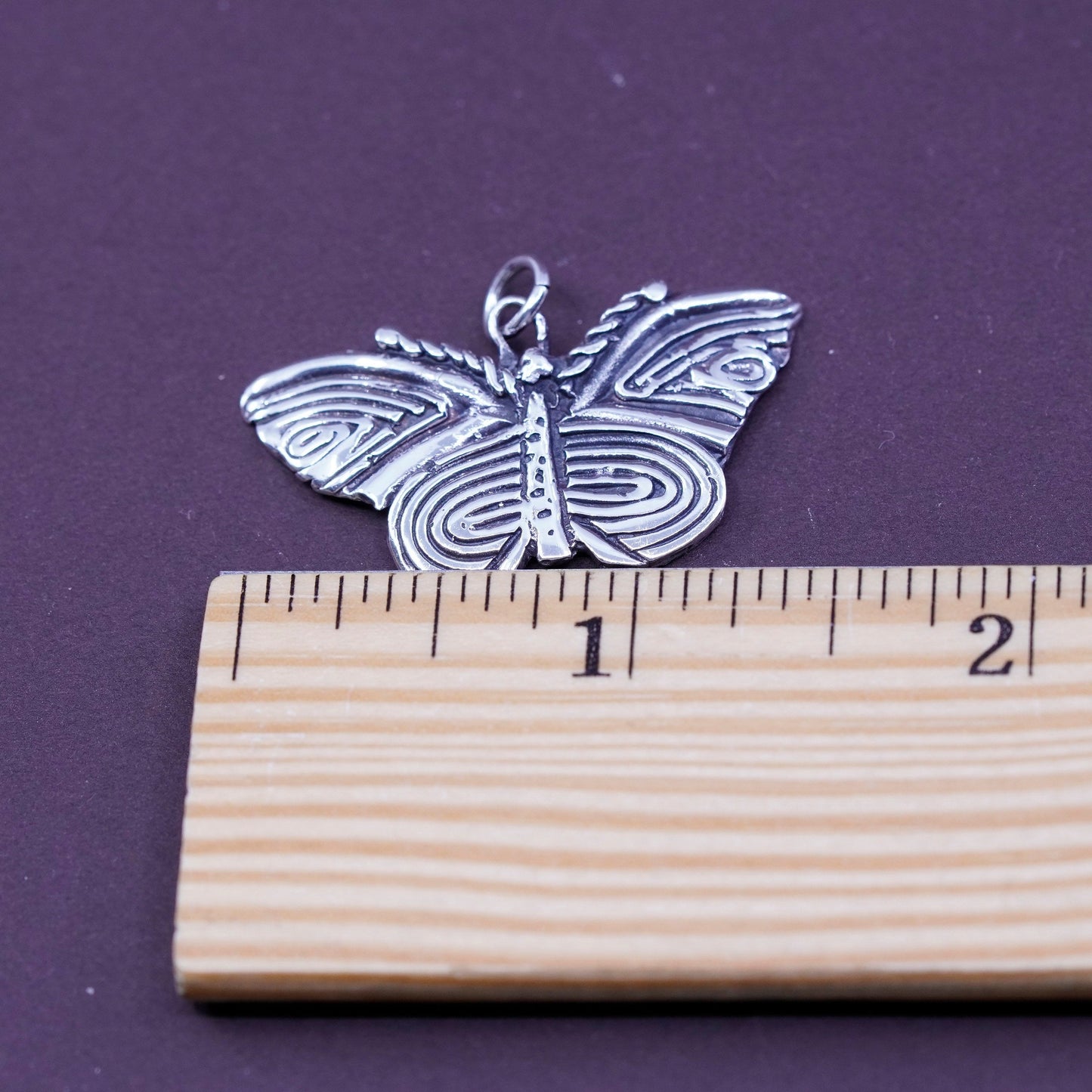 Vintage mexico Sterling 925 silver handmade pendant, filigree butterfly pendant