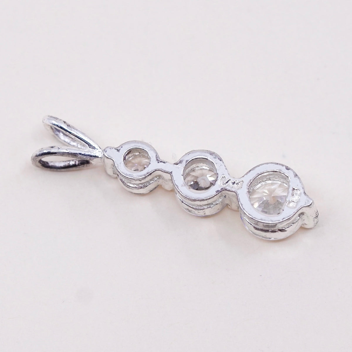 Vintage sterling silver cz crystal pendant, 925 pendant