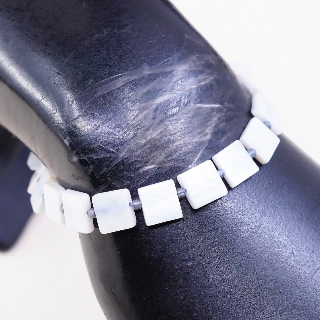 7.5”, VTG Sterling silver handmade bracelet, Mexico 925 w/ mother of pearl