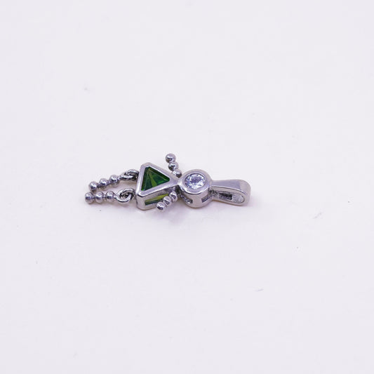 vtg sterling 925 silver birthstone handmade pendant peridot girl figure charm