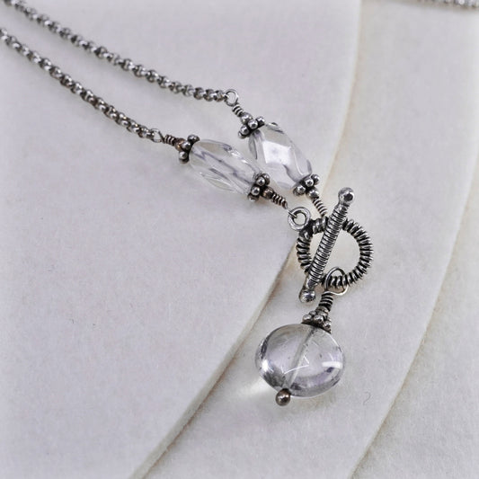 15”, Sterling 925 silver handmade circle chain necklace with circle cz pendant