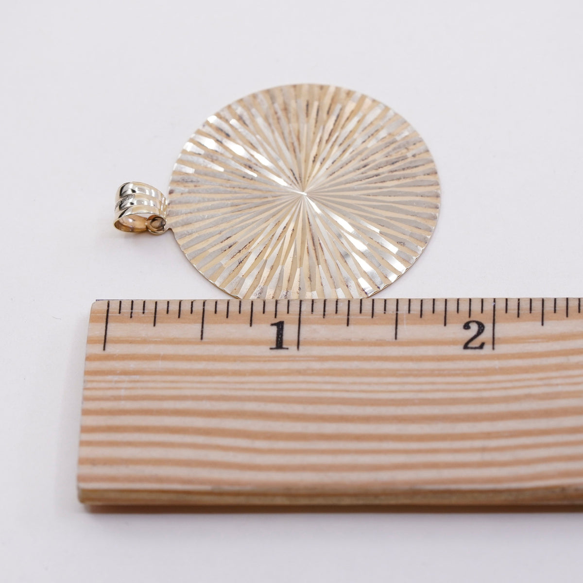 Vintage vermeil gold over sterling 925 silver handmade textured circle pendant