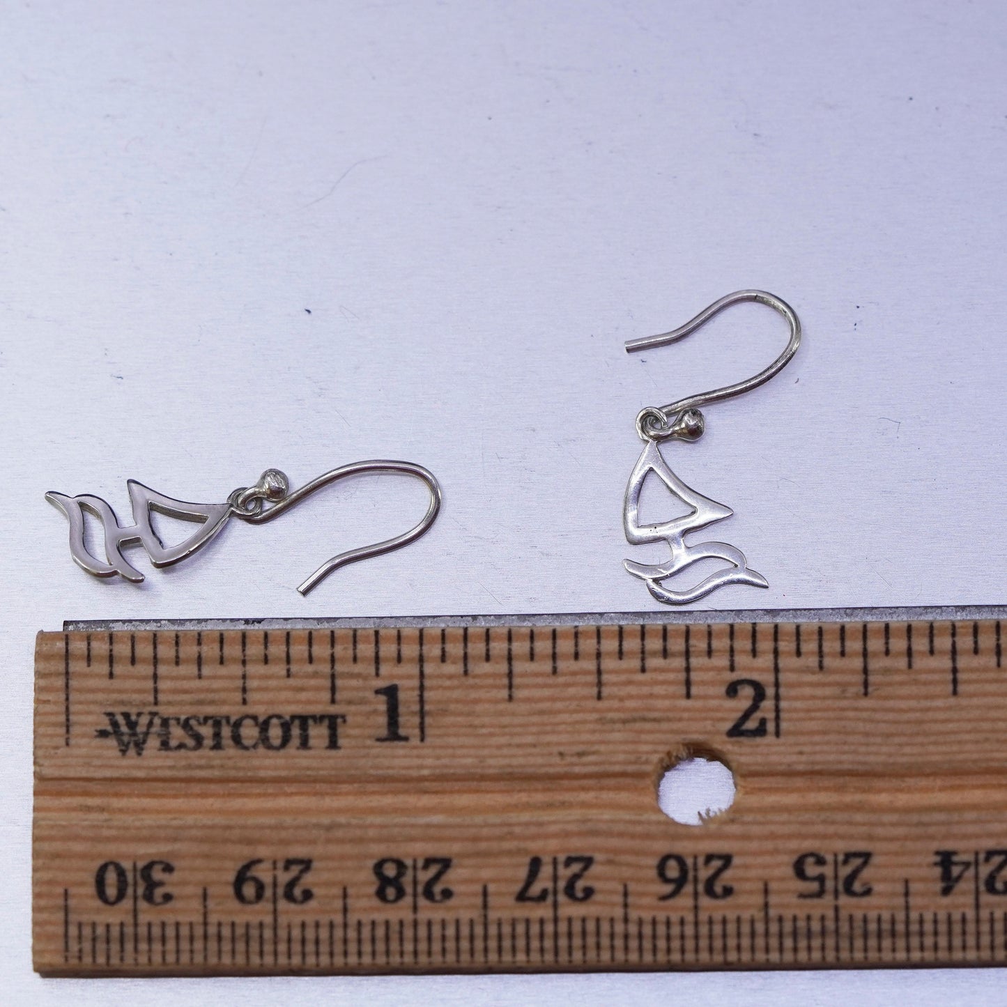 Vintage Sterling 925 silver handmade sail boat earrings
