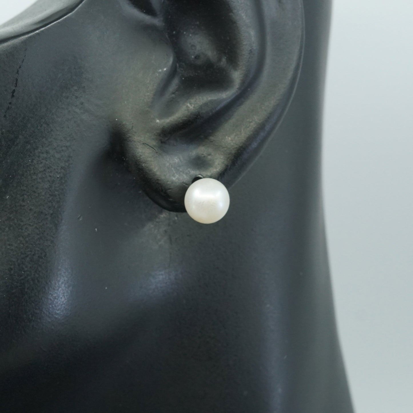 6mm, Sterling silver with pearl studs earrings, stamped 925