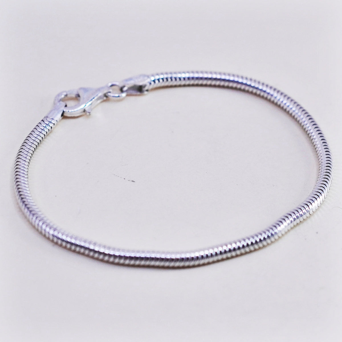 7.25”, 3mm, vintage Italy Sterling 925 silver bracelet, bold snake chain