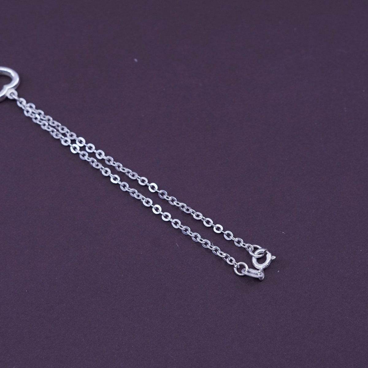 7”, OTC Sterling silver handmade bracelet, 925 flatten circle chain w/ heart