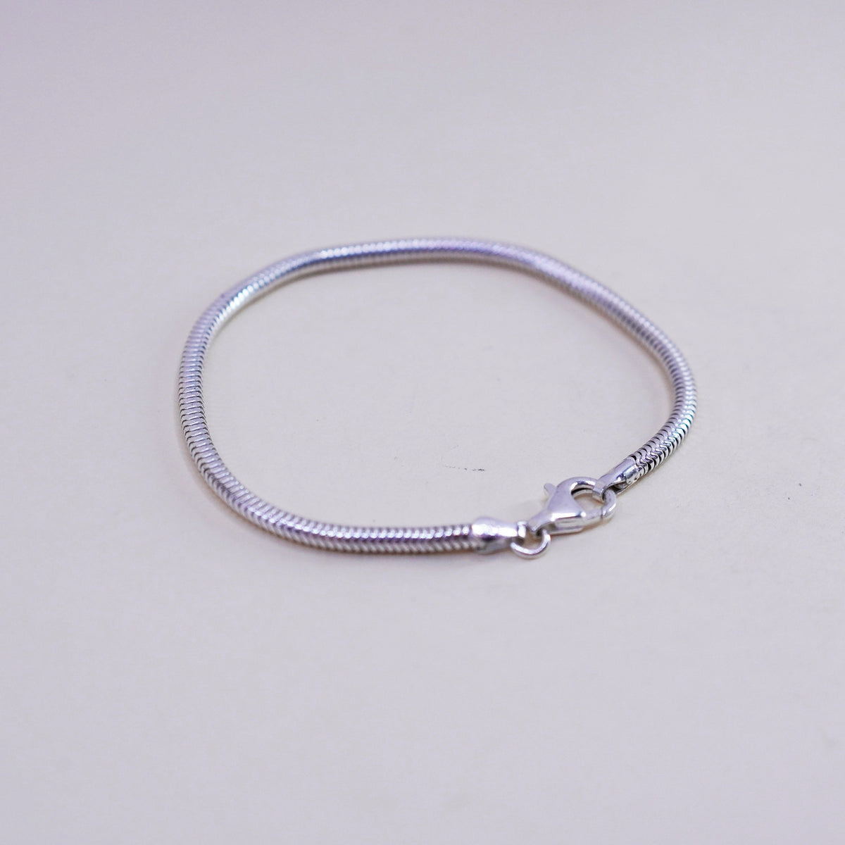 7.25”, 3mm, vintage Italy Sterling 925 silver bracelet, bold snake chain