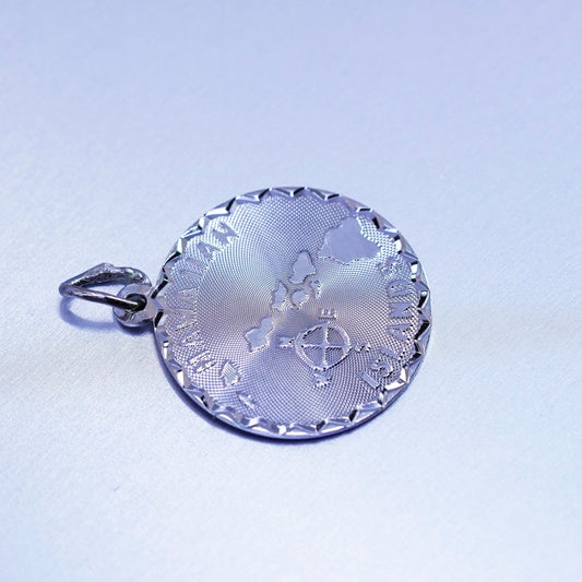 Vintage sterling 925 silver handmade Hawaiian islands pendant tag charm