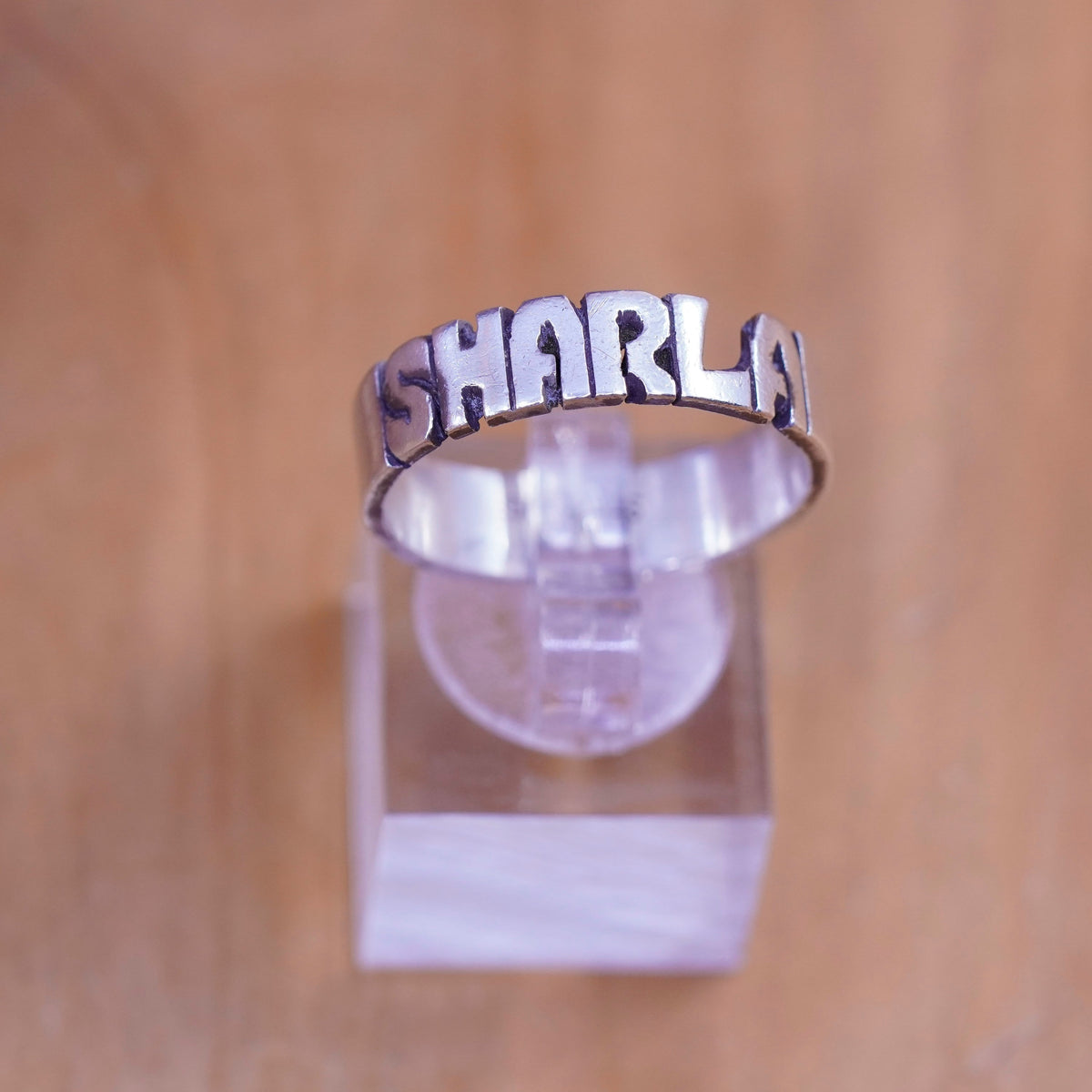 Size 10, vtg sterling silver handmade ring, 925 name sharla band, minimalist