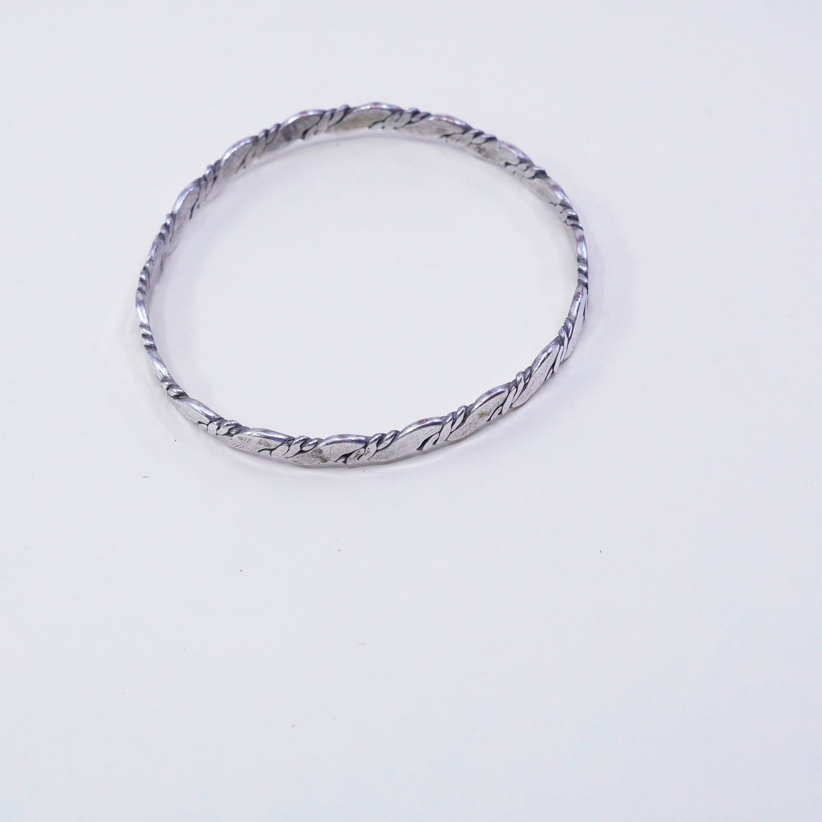 8.25”, Vintage sterling silver handmade bracelet, 925 cable bangle