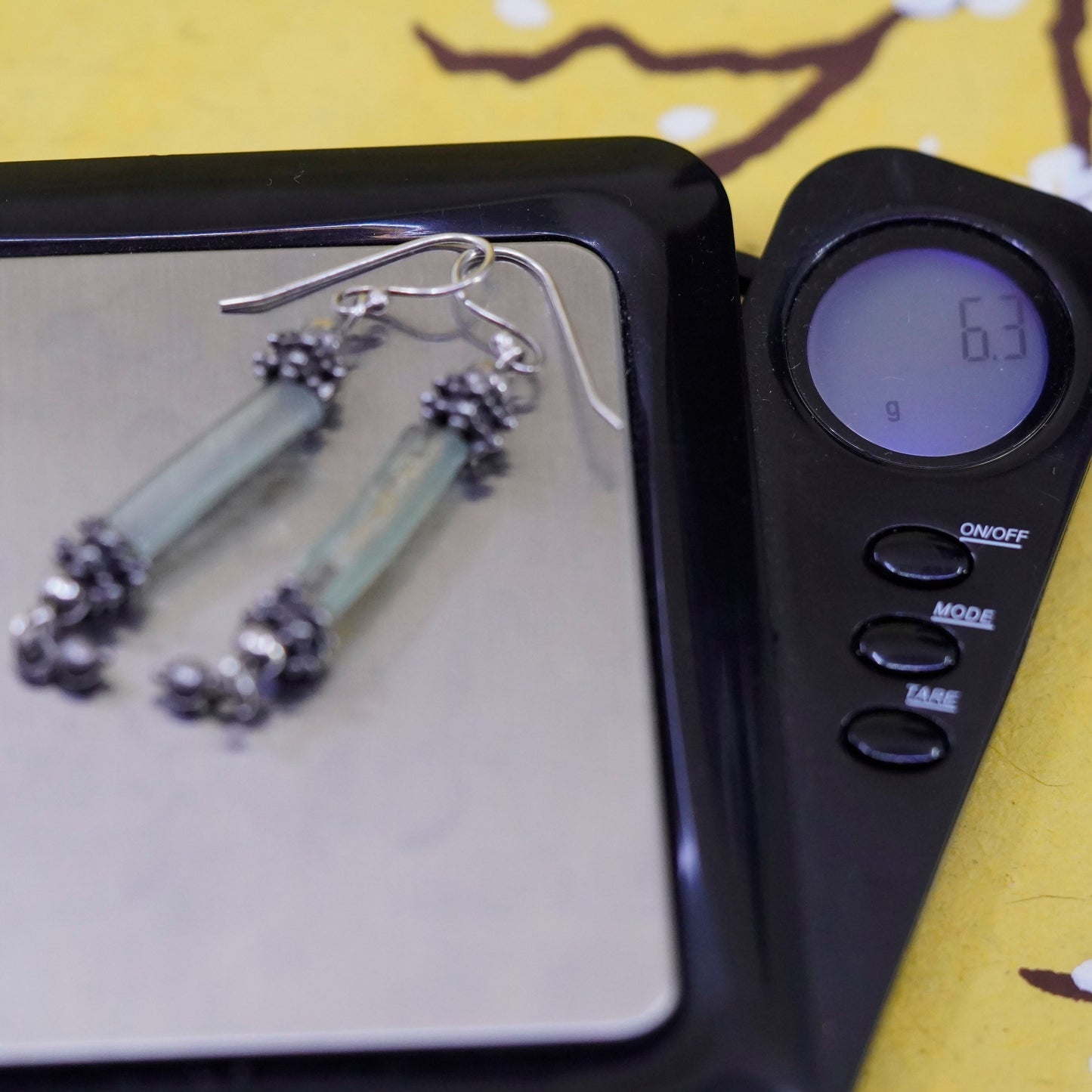 Vintage Sterling 925 silver handmade earrings with long Roman glass and beads